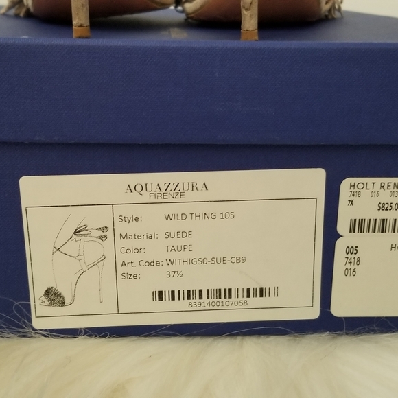 AQUAZZURA Wild Thing Nude Taupe Sandals Heels 37.5 - Picture 10 of 10